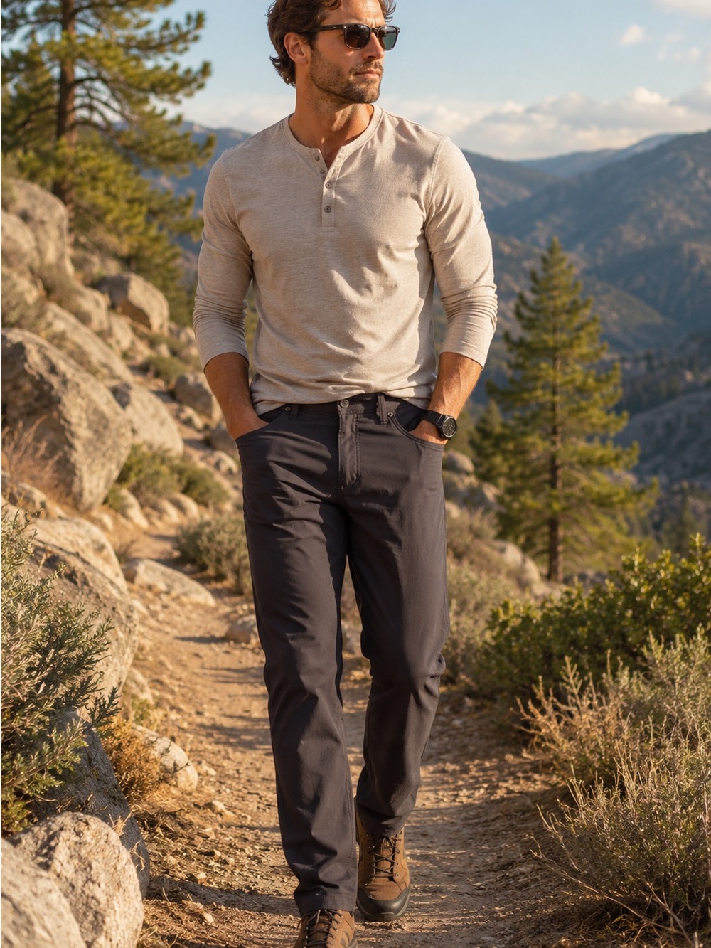 PRANA Charcoal Brion Water Resistant Slim Fit Pants Straight Leg Casual Outdoor
